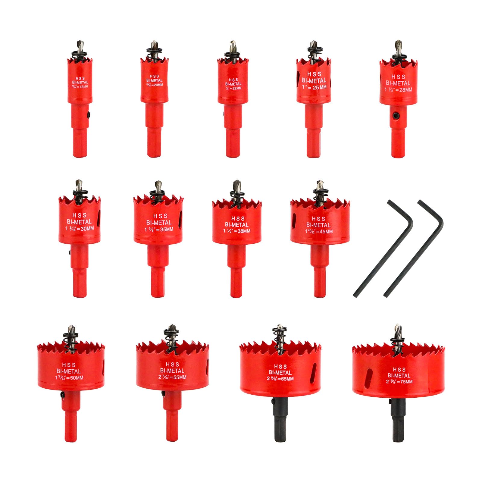 Hole Saw Set, 13Pcs 18mm - 75mm Hole Saws Drill Bit with Hex Shank and Centring Drill, Hole Cutter Drilling Holesaw Kit for Wood Soft Metal Plastic Plasterboard