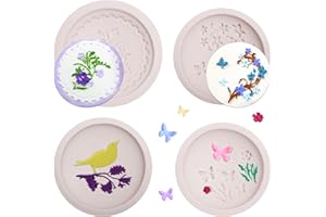 XCAKE LCOOK Butterfly Cupcake Silicone Molds, Bird Grass Cake Decoration Fondant Molds, Clay Flower Chocolate Baking Molds for Candy Resin Crafting Project