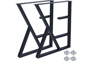 MINWADIL Upgraded 3-Tier Metal Table Legs Steel Desk Legs, 28" H x 24" W Industrial Modern Heavy Duty Metal Legs for Table, K-Shaped Dining Table Legs Black Metal Table Legs Computer Desk Legs-Set of 2
