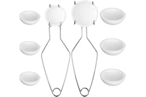 Asany 10 Pcs Small Melting Ceramic Crucible Dish Cup Set, 8 Pcs Ceramic Quartz Crucible Dish Cup, 2Pcs Gold Silver Copper Whip Tongs Handle 2A Jewelry Refining Casting Pot, white
