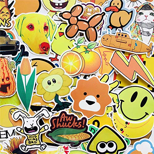 70pcs Cute Unique Trend Yellow Cartoon Waterproof Sticker Kids Girl Sickers Car Bicycle Suitcase Laptop Computer Water Bottle Mobile Phone Stickers Decals (Yellow)
