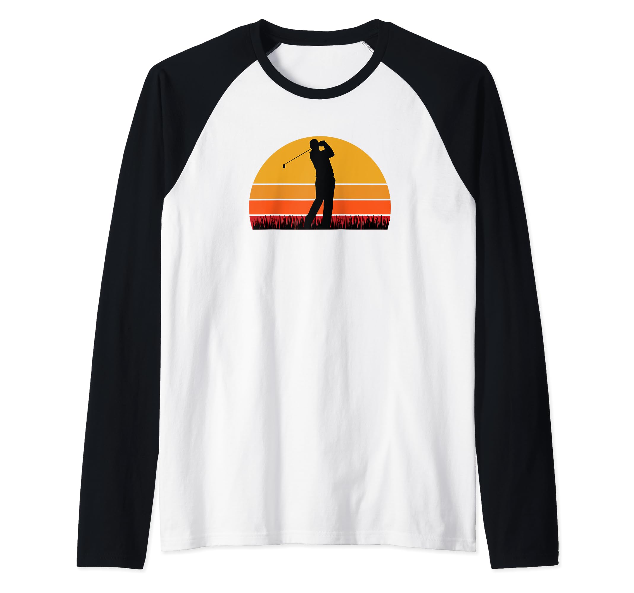 Golf Swing Man - Men Golfer Golfing Course Par Birdie Sunset Raglan Baseball Tee