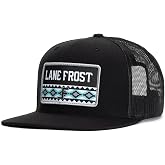 Lane Frost Flat 6-Panel Western Trucker Hats for Men &amp; Women | Flat Bill, Structured 6-Panel, Mesh Trucker Back, Adjustable Snapback, Western Style, One Size Fits Most, Rodeo Inspired Cap