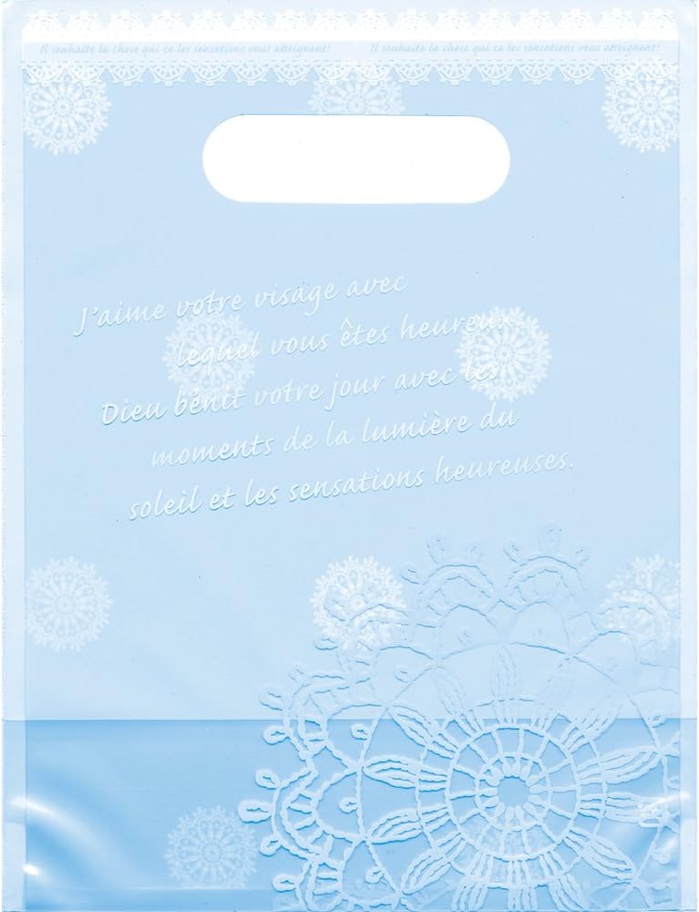 TAKA Plastic OPP Gift Bag Lace Design 20 Bags of Small Size Blue W 6.29 in x D 3.54 in x H 8.26 in (Made in Japan) 35-3283