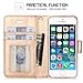 FYY Designed for iPhone SE Case 2016 (1st Generation) / iPhone 5 Case/iPhone 5s Case, Luxury PU Leather Wallet Phone with Card Holder Protective Shockproof Kickstand Case Cover Gold