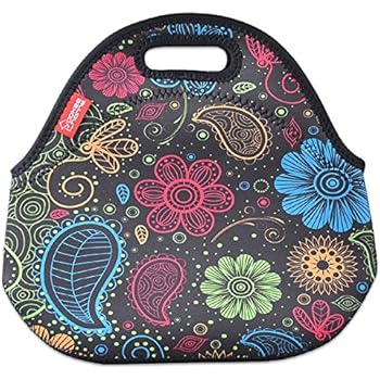 Small Lunch Bag for Girls, Yookeehome Thick Insulated Lunch Bag Reusable Lunchbox for Outdoor Travel Picnic Lunch Handbags with Zipper for Kids Adults Girls Women Nurse, Colorful Paisley