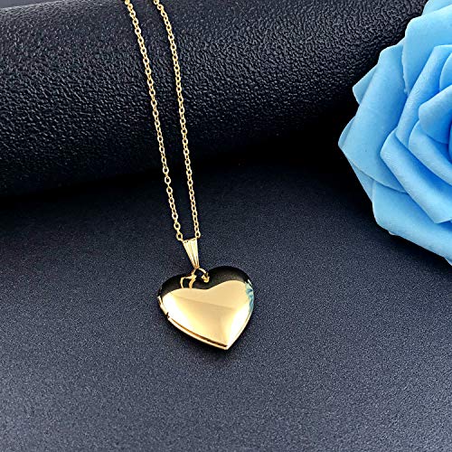 YOUFENG Love Heart Locket Necklace that Holds Pictures Polished Lockets Necklaces Birthday Gifts - Image 8