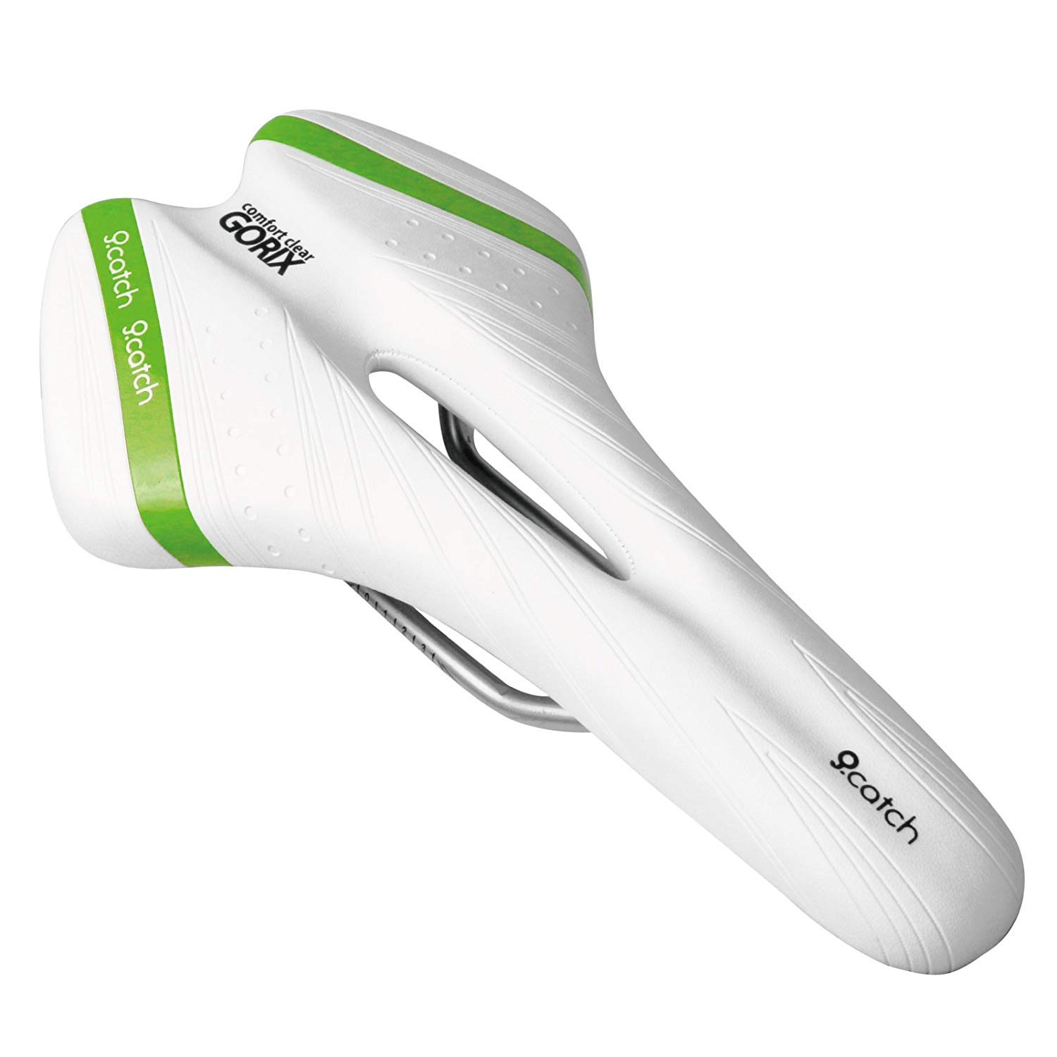 GORIX Bike Saddle Seat Comfortable Cushion with Rail Mountain Road Bicycle for Men and Women (A6-1) (White×Green)
