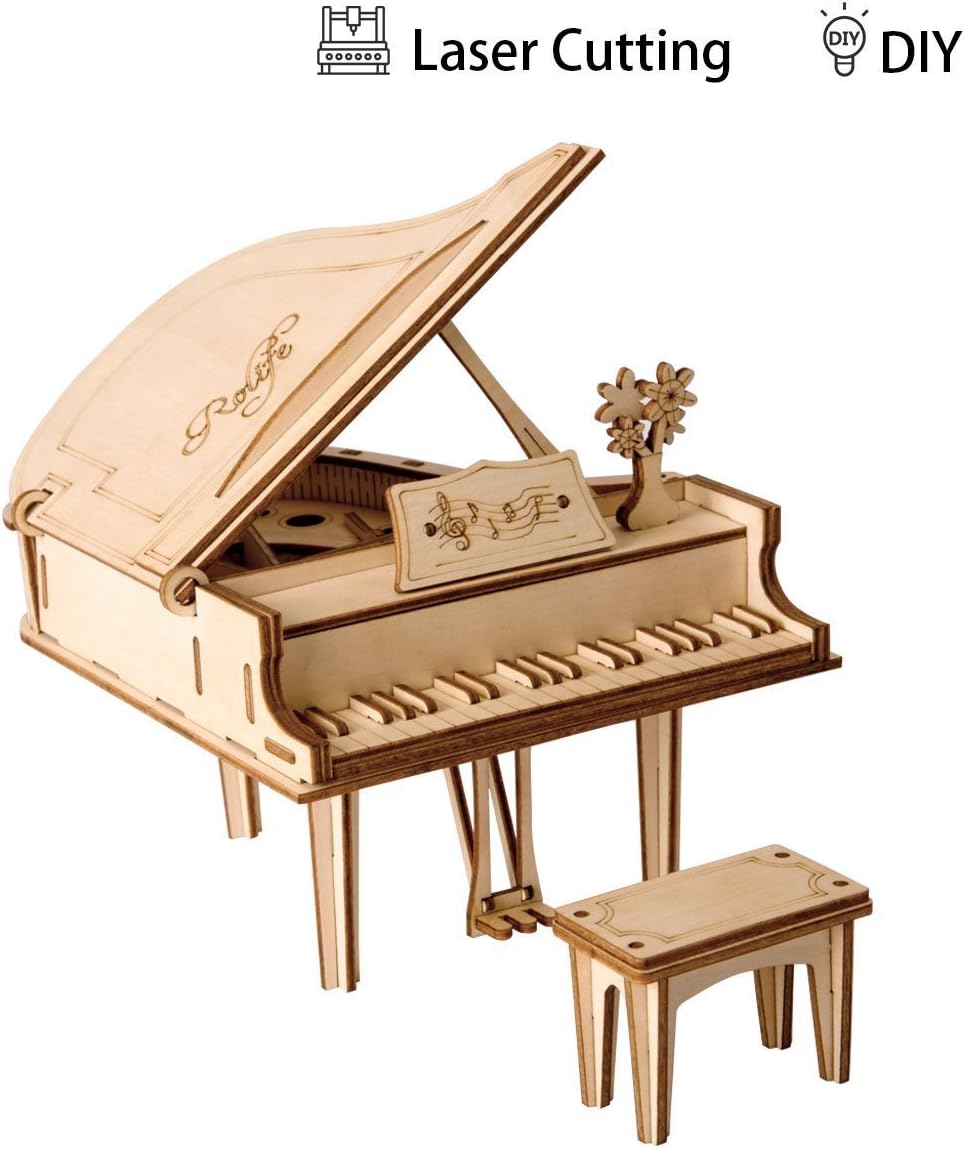 TG402 3D Wooden Puzzle Grand Piano Toy Gift for Kids Teens Adults Wood Craft Kits Brain Teaser Puzzle