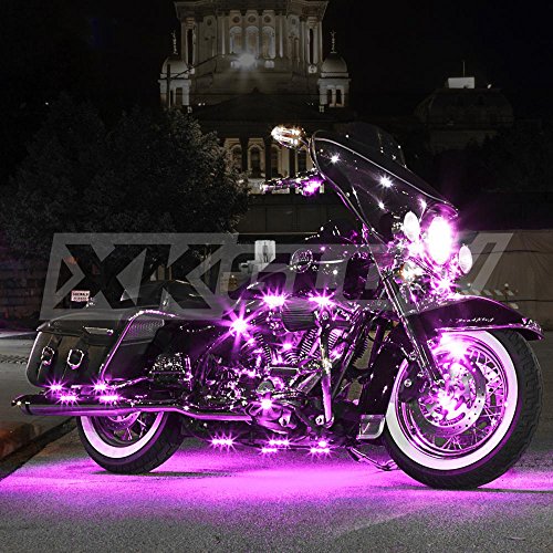 Premium PINK 10 POD 4 STRIPS LED Motorcycle Engine & Ground Neon Accent Light Kit with 4-key Remote