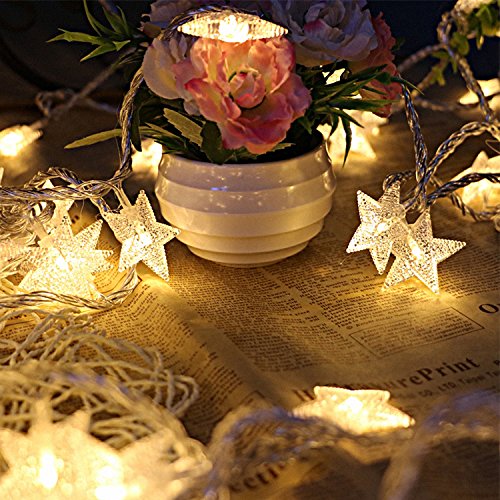 GPCT [Star Fairy] LED Crystal Clear [40 Clear Stars] String Light. 13 Foot Long, Great for Outdoor, Indoor, Christmas, Home, Parties, Decorations, Wedding, Garden, Patio, Bedroom, Festival- Yellow