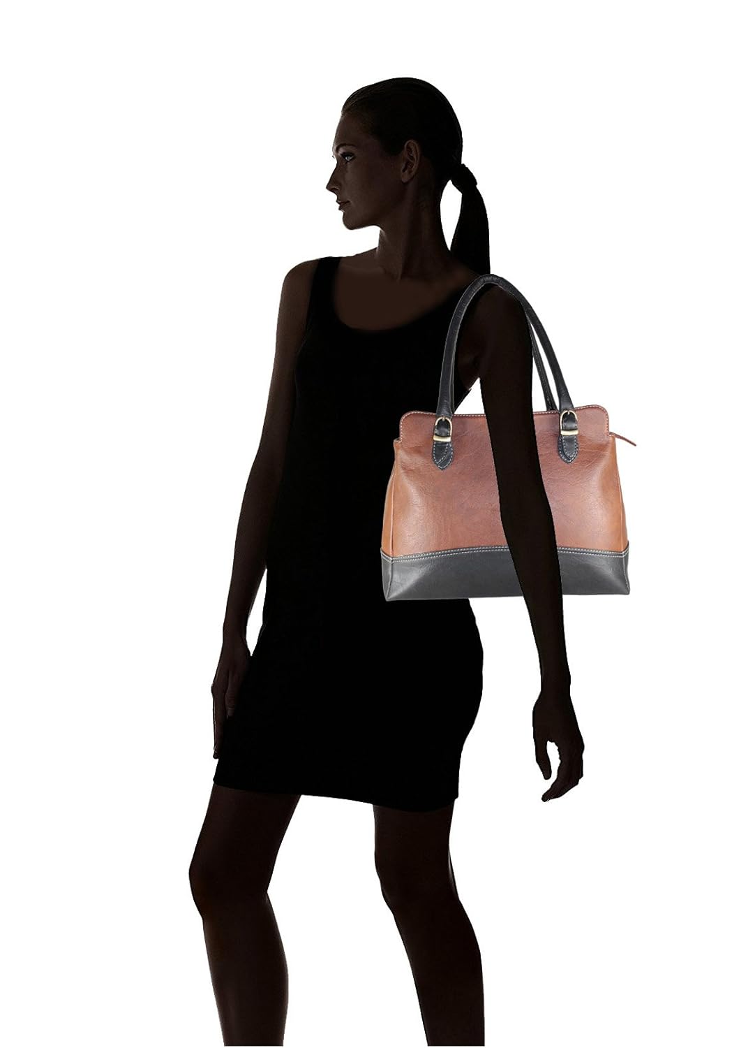 fargo couthy pu leather women's & girl's shoulder handbag (brown black_fgo-036)