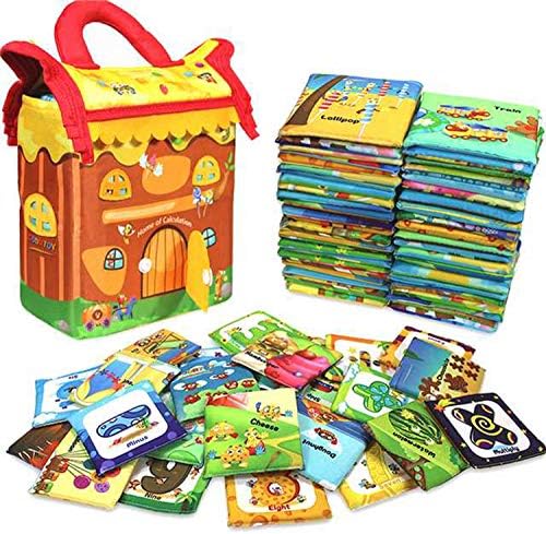 GODR7OY Baby Activity 46pcs Numbers and Alphabet Soft Cloth Cards with Cloth Bag for Christmas Birthday Gift Boys Girl