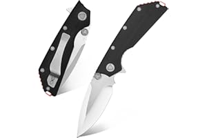 Eafengrow EF335 Folding Knives D2 Blade and G10 Handle,5 inch Closed EDC Pocket Folding Knife with Clip (black)