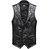 GOKTOG Mens Leather Vintage Vest, Western Club Style Vests, Cowboy Waistcoat Outfit for Men