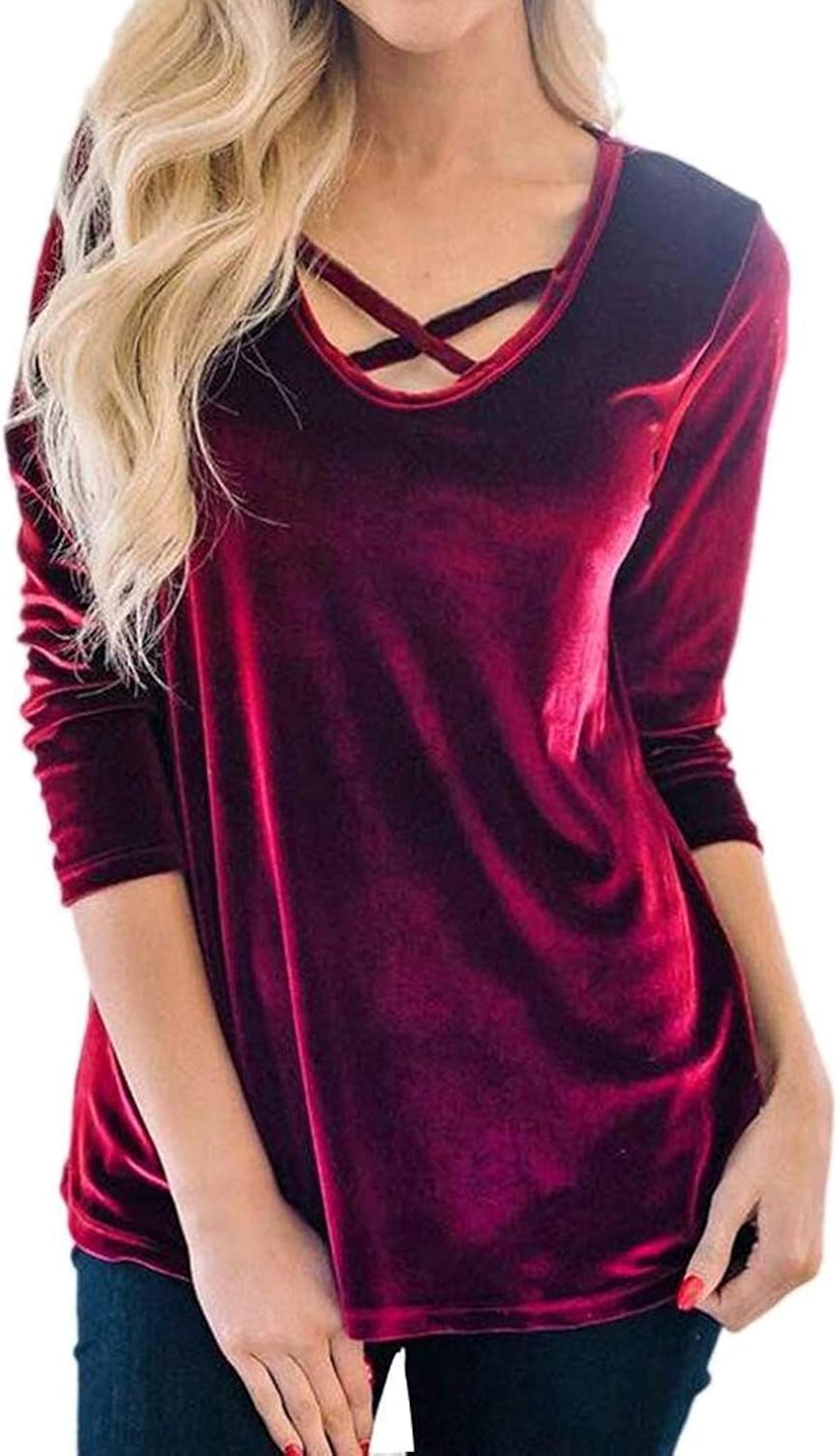 Camicetta Donna Elegante Con Scollo A V E Volant - Maniche Lunghe In Poliestere | Top Business E Casual - Foto 6