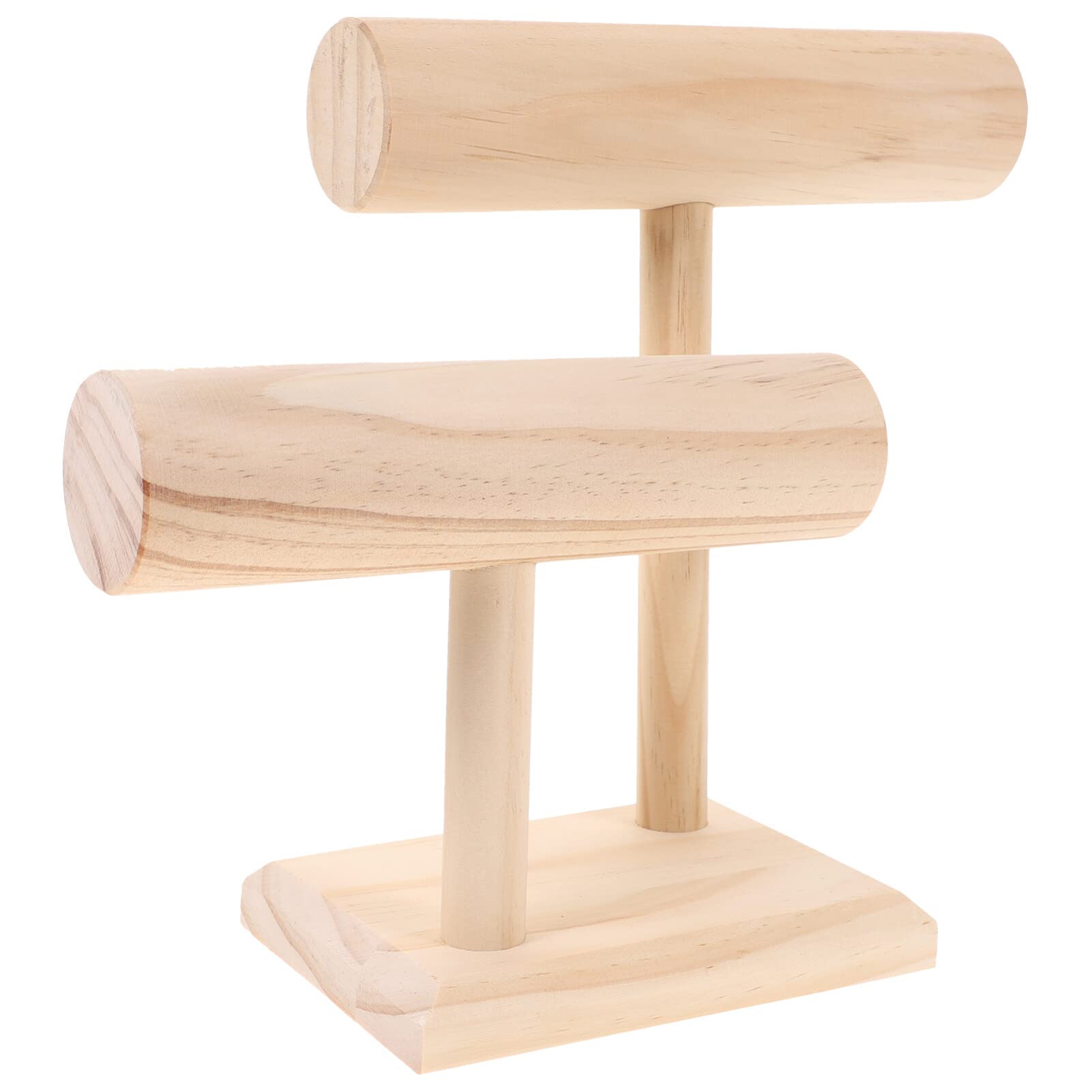 IMIKEYA 2-Tier Bracelet Holder Wooden T-Shaped Jewelry Display Stand Vintage Watch Bangle Organizer Table Top Necklace Storage Rack for Home Or Store Use