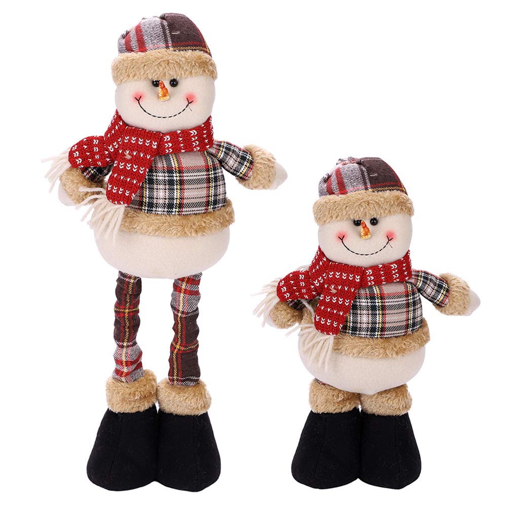 Christmas Standing Figures Xmas Santa Snowman Reindeer Plush Dolls Home Indoor Table Ornament Christmas Party Tree Decor Gifts for Friends House Restaurants Office (1Pcs Snowman(Adjustable Size))