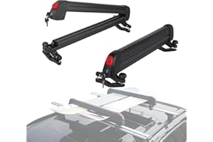 HIKULA Ski and Snowboard Roof Racks, Ski Roof Racks with Anti-Theft Lock Racks Carrier for Snowboard Universal Ski Top Holder Fits for Square/Round/Aero/Oval Cross Bars, Black