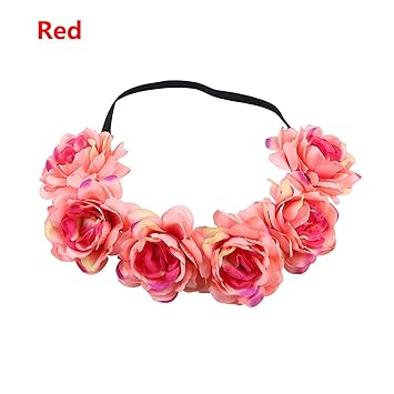 Amazon Com Women Beach Wedding Flower Hair Garland Crown Floral