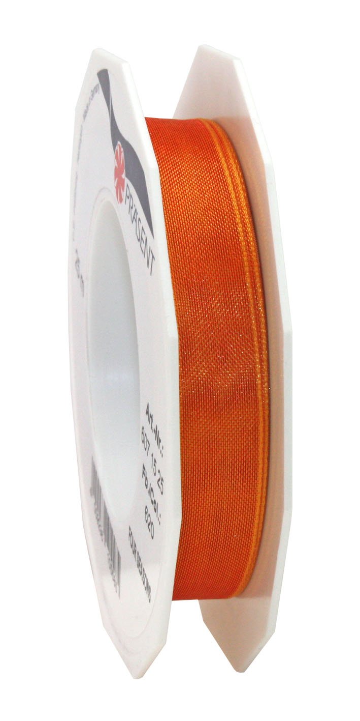 C.E. Pattberg Präsent - Four Seasons Organza wired edge Ribbon Tangerine 15 mm width, 25 m length — image 1