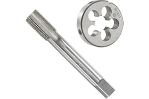 Aceteel M14 x 1.0 Metric Tap and Die Set, M14 X 1mm HSS Machine Thread Tap and M14 X 1mm Alloy Tool Steel Round Thread Die Right Hand