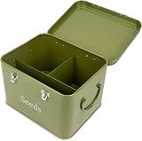 Thistlewood Seed Packet Storage Tin Moss Green with 3 Compartments view 6