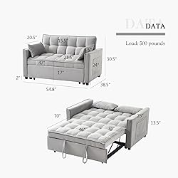 Eifizek 3-in-1 Convertible Sleeper Sofa Bed, Modern