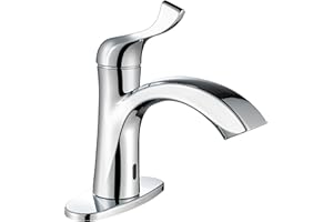 GOESMO Touchless Smart Bathroom Faucet for 1 or 3 Holes, Adjusting Hot & Cold Temperature, Controlling Water Flow, Chrome Sensor Automatic Faucet (29111 Chromed)