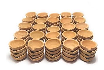 Mphmi earthen diyas Diwali Diya Navratri Premium Colourful Traditional Clay Diyas Set of 100, for Festivals Decoration Puja Pack of 50