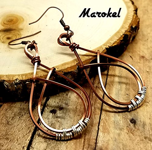 Crossover Copper Earrings Wire Wrapped Square Wire Minimalist