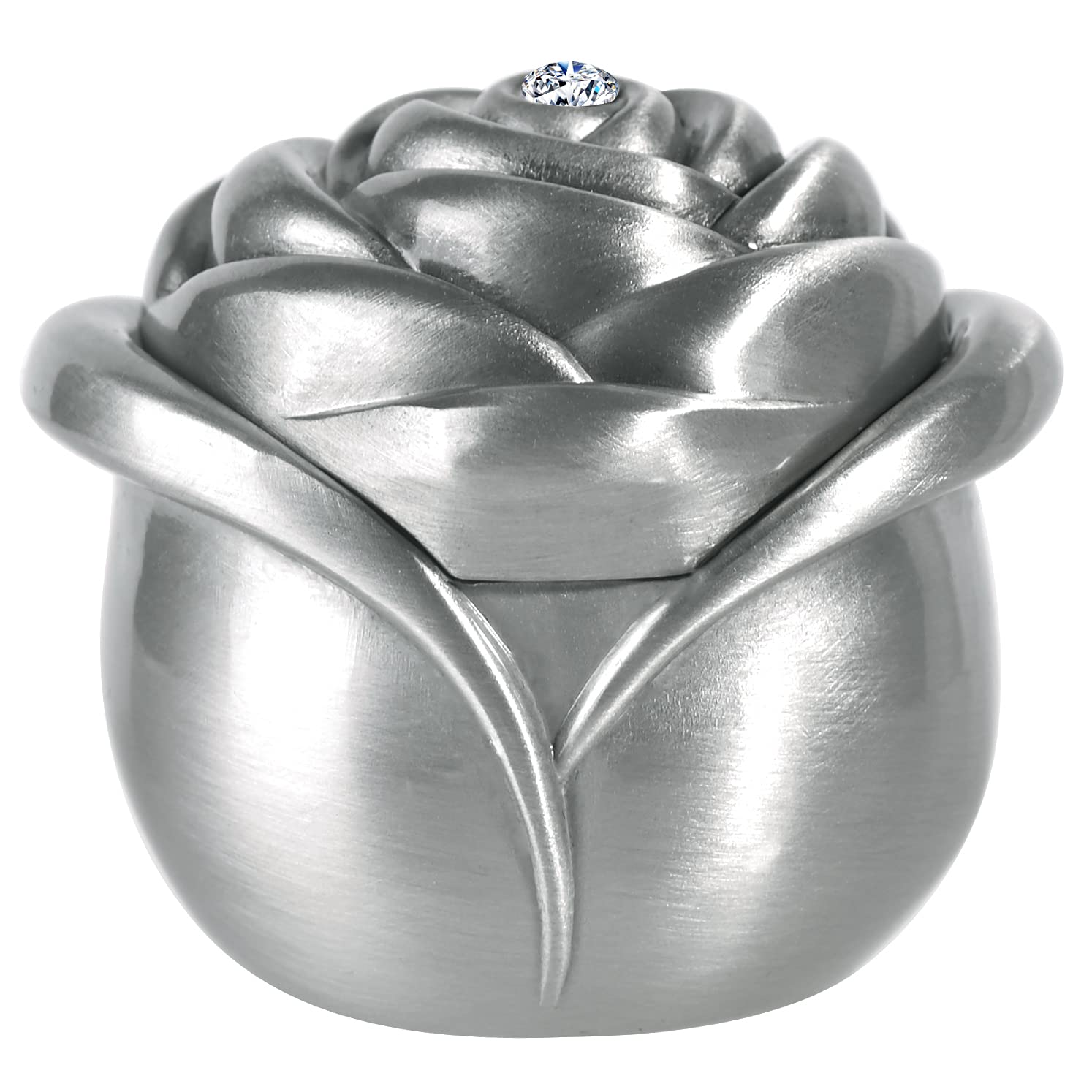 INFINIONLY Jewelry box for women, Zinc alloy jewelry box, vintage rose jewelry box, classic rose flower jewelry storage box, handicrafts, no deformation, no rust, vintage silver