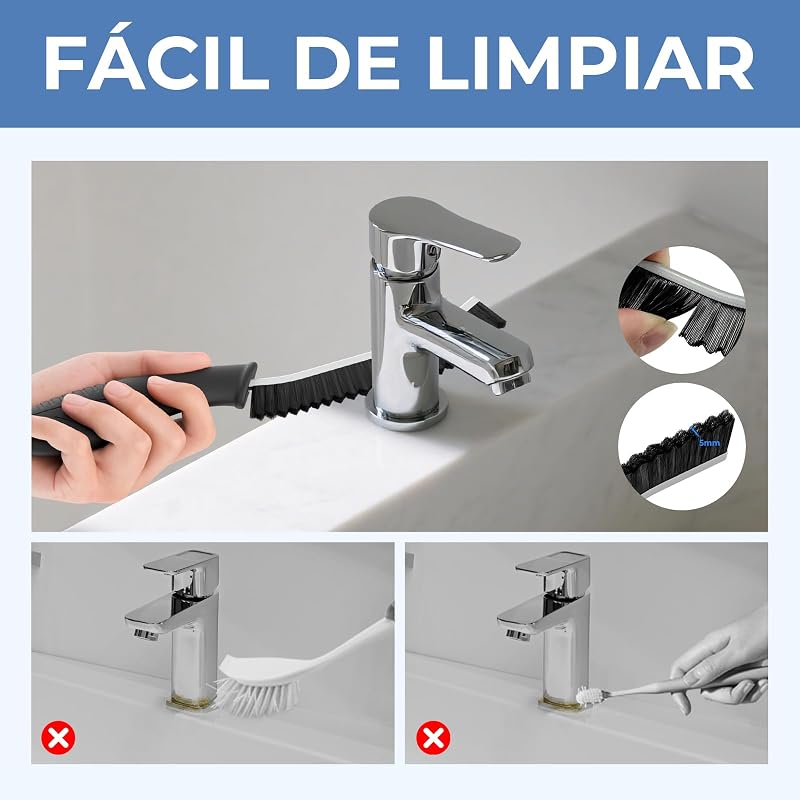 Cepillo de Limpieza de Grietas con Mango Ergonómico (3, Negro)