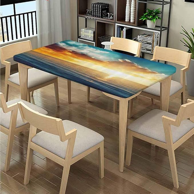 LQQBSTORAGE Elastic Edge Fitted Rectangle Table Cloth