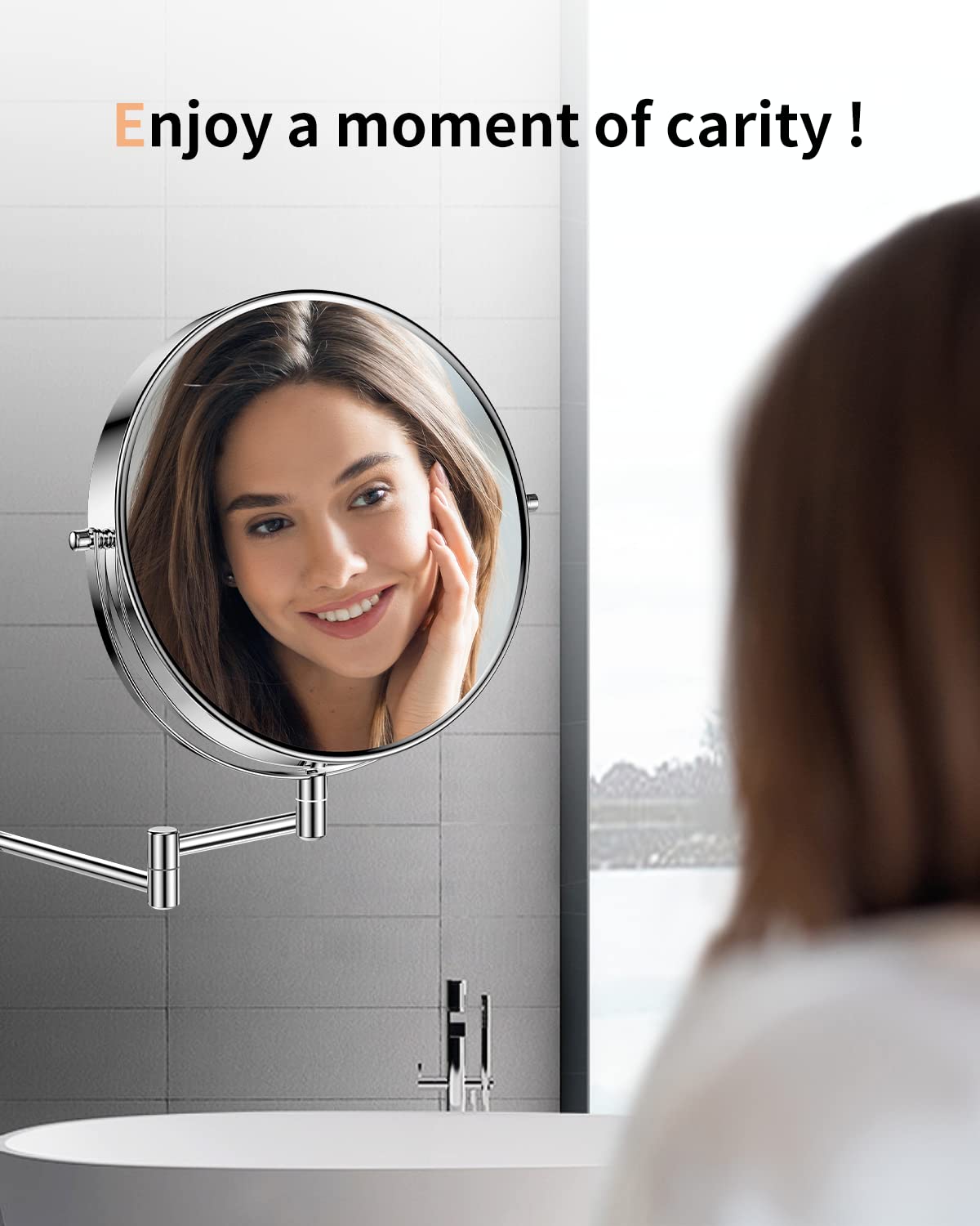 Gospire 9 Inch Extra Large Wall Mounted Mirror with 1X/10X Magnification, 360° Swivel & Extendable, Chrome Polished Finish for Bathroom Vanity, Shaving & Makeup (Men & Women)