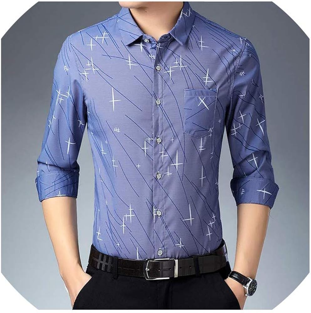 Jwei Casual Luxury Pocket Plus Size Long Sleeve Slim Fit Men Shirt Spring Social Dress Shirts Mens Jersey Dark Blue At Amazon Men S Clothing Store