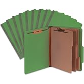 Blue Summit Supplies 10 Green Classification Folders, 3 Divider, Letter | Heavy Duty 25pt Green Pressboard, 3 Dividers, 2 in Expansion, 2 Prong, Medical Records and Client Files