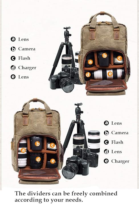 Mochila de Lona para cámara réflex Digital, Gran Capacidad ...