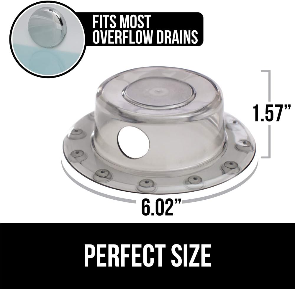 Gorilla Grip Premium Bathtub Overflow Drain Cover, Adds Inches of Water for Deeper and Warmer Bath, Suction Cup Seal, Plug Stopper Covers for Tub Drains, Bathroom Accessories, Charcoal Opaque: Home & Kitchen