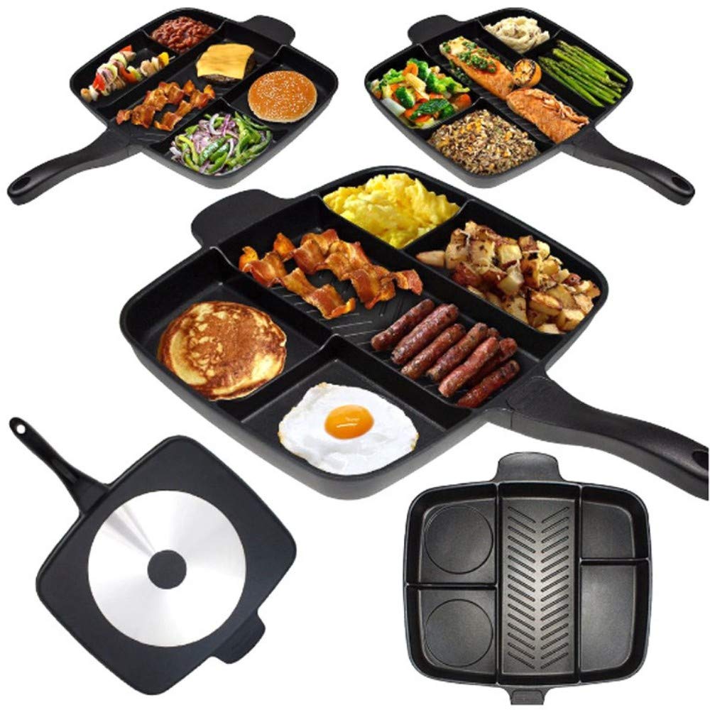 FRINGANP sartén Freidora Pan Non-Stick 5 En 1 Sartén Dividido ...