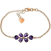 Galaxy Gold GG 14k Rose Gold Floral Bracelet with Amethysts