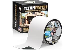 TOOLTROOPERS Titan Patch PRO Waterproof Sealant Tape – White 4" x10' – Stops Leaks Fast & Stays Sealed for 15+ Years – Sticks to RVs, Roofs, Pools, Boats, Gutters – Built for Harsh Weather (-40°F to 190°F)