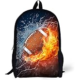 American Football Sports Backpack 17 in Black Boy Backpack,Cool Design Casual Daypack School Bookbags for Man/Kid/Girl/Woman