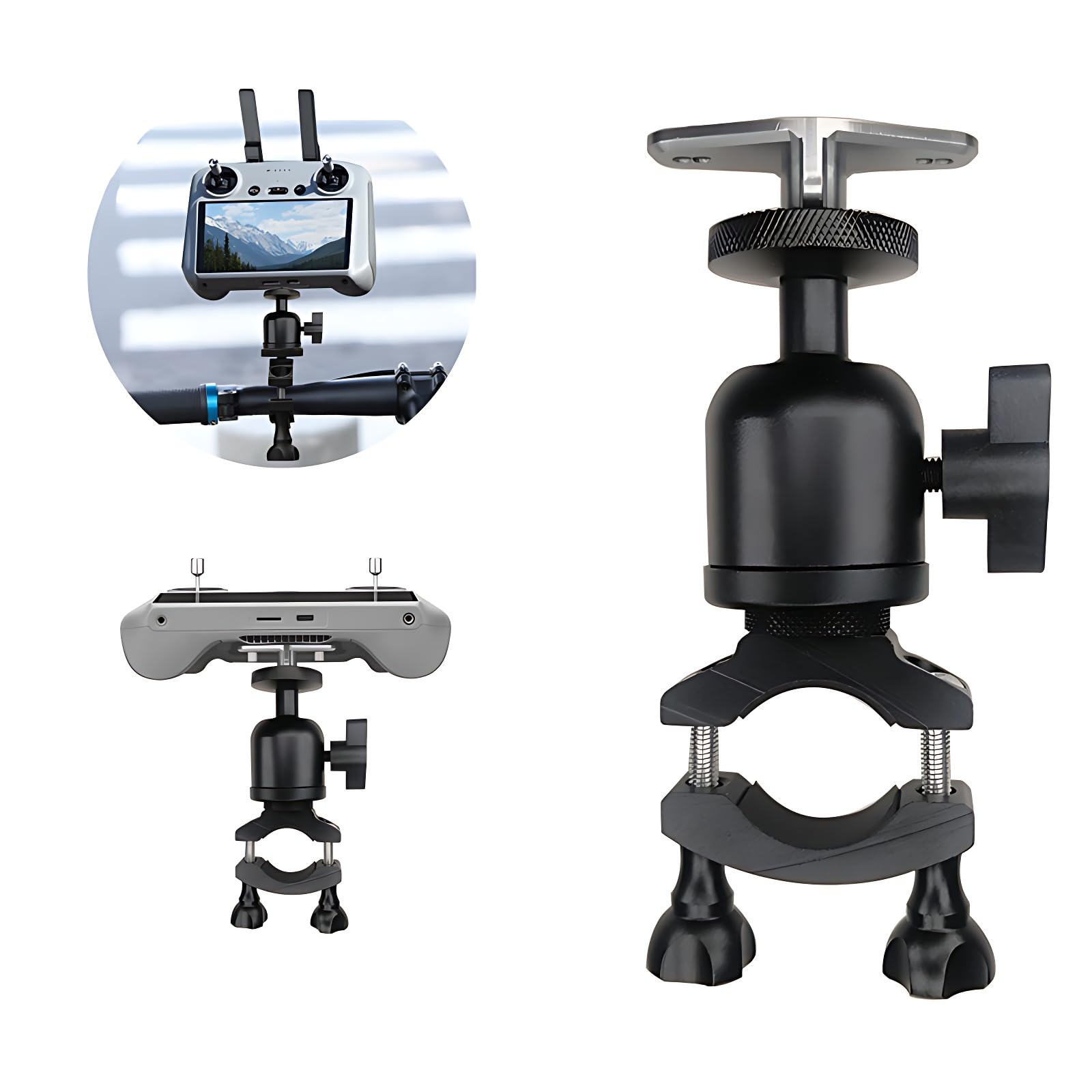 Bicycle Mount for DJI Mini 4 Pro/Neo RC2 Controller Handlebar Bracket Compatible with Mini 3 Pro/Air 2s/Mavic 3 Drone Aluminu Clamp Clip Accessories