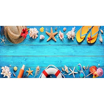 Amazon Com Laeacco Summer Holiday Backdrop Blue Wooden Board