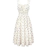 Belle Poque Women Spring Summer Wedding Guest Dress 2026 Floral Midi Tea Party Spaghetti Ruched Sun Dresses