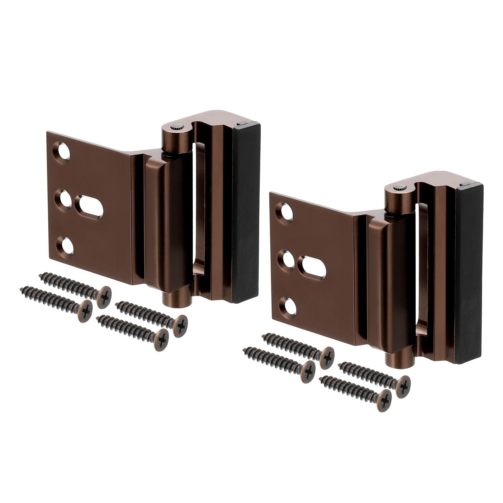 PATIKIL Home Security Door Lock, 2 Pack 3" Stop Door Reinforcement Lock Withstand 800 Lbs High-Security Aluminum Door Latch Stopper with Screws for Home Safety Privacy, Brown