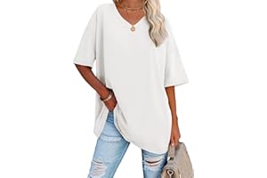 ATHMILE Womens Summer Oversized Shirts V Neck Business Casual Workout Tops Beach Vacation 2025 Gym Clothes