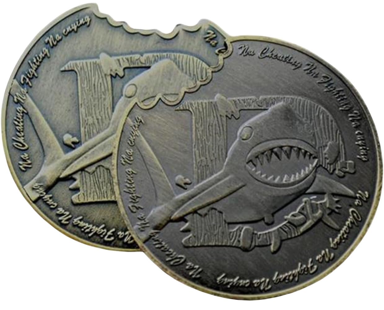 1 Pcs Shark Commemorative Relief Painted Metal Copper Medal Collectible Lucky Coin Gift