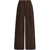 KIRUNDO Wide Leg Dress Pants for Women High Waisted Office Work Trousers Business Casual Slacks Button Flowy Palazzo Pant